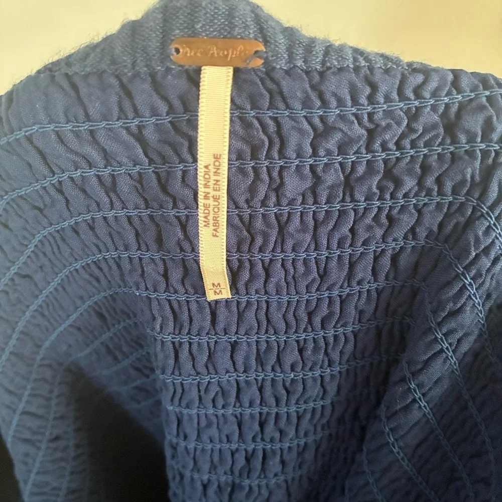Free People Navy Blue Counting Daises Embroidered Dress Sz Medium